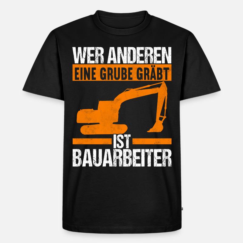 Baustelle Bagger Baggerfahrer - Männer Premium Bio T-Shirt - Schwarz