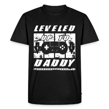 Leveled Up To Daddy Im going to Be A Dad Gift Idea - Men's Premium Organic T-Shirt - black - Front - Nico (187cm)