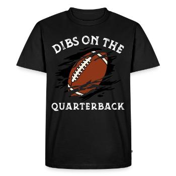 Retro Groovy Dibs On The Quarterback, funny - Men's Premium Organic T-Shirt - black - Front - Nico (187cm)
