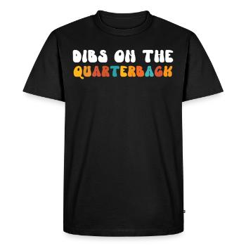 Retro Groovy Dibs On The Quarterback, funny - Men's Premium Organic T-Shirt - black - Front - Nico (187cm)