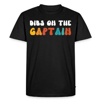 Retro Groovy Dibs On The Captain, funny captains - Men's Premium Organic T-Shirt - black - Front - Nico (187cm)