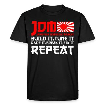 JDM Motorsport Auto Build it Tune It Race It - T-shirt Premium bio Homme - noir - Devant - Nico (187cm)