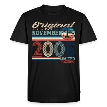 Original November 2006 16th Birthday Gift - Men's Premium Organic T-Shirt - black - Front - Nico (187cm)
