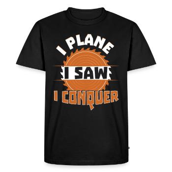 I Plane I Saw I Conquer - Men's Premium Organic T-Shirt - black - Front - Nico (187cm)