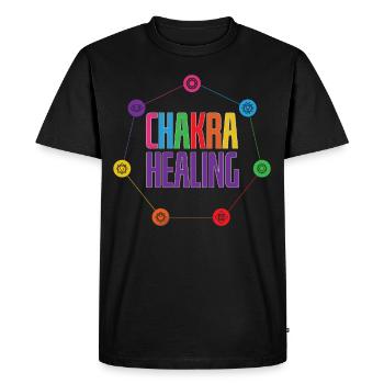 Chakra Healing Circle - Men's Premium Organic T-Shirt - black - Front - Nico (187cm)