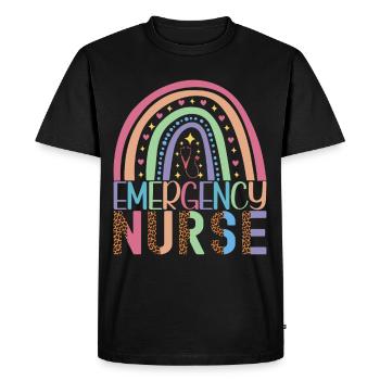 Infirmière soignante - T-shirt Premium bio Homme - noir - Devant - Nico (187cm)