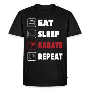 Manger Dormir Karaté Répéter Drôle Japon Arts Martiaux - T-shirt Premium bio Homme - noir - Devant - Nico (187cm)