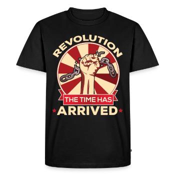 Revolution The Time Has Arrived Break Chains - Men's Premium Organic T-Shirt - black - Front - Nico (187cm)