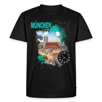 Munich Allemagne City Skyline Vintage Retro - T-shirt Premium bio Homme - noir - Devant - Nico (187cm)