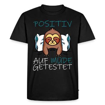 Sloth tested positive for tired - Men's Premium Organic T-Shirt - black - Front - Nico (187cm)
