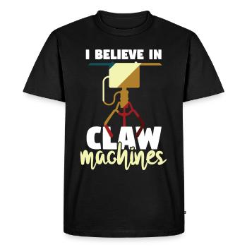 I Believe In Claw Machines - Men's Premium Organic T-Shirt - black - Front - Nico (187cm)