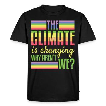 The Climate is Changing Why Arent We - Men's Premium Organic T-Shirt - black - Front - Nico (187cm)