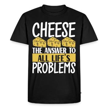Amateurs de fromage Gouda - T-shirt Premium bio Homme - noir - Devant - Nico (187cm)