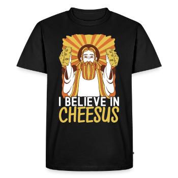 Amateurs de fromage Gouda - T-shirt Premium bio Homme - noir - Devant - Nico (187cm)