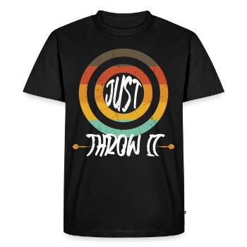 Just Throw It Darts Aiming Bullseye - Men's Premium Organic T-Shirt - black - Front - Nico (187cm)