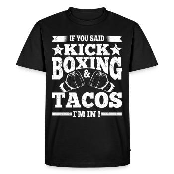 Kickboxing & Tacos Boxing Gloves Funny Kickboxer - Men's Premium Organic T-Shirt - black - Front - Nico (187cm)