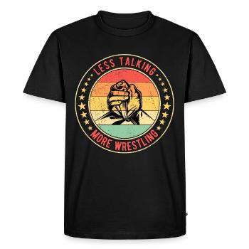 Bras de fer Moins parler Plus Lutte - T-shirt Premium bio Homme - noir - Devant - Nico (187cm)