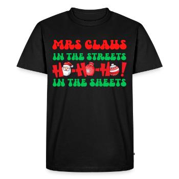 Mme Claus dans les rues Ho Ho Ho Ho Dans les draps, - T-shirt Premium bio Homme - noir - Devant - Nico (187cm)