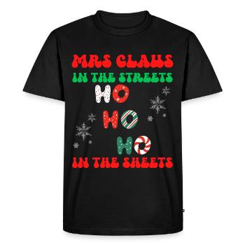 Mme Claus dans les rues Ho Ho Ho Ho Dans les draps, - T-shirt Premium bio Homme - noir - Devant - Nico (187cm)