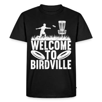 Disc Golf Disc Golfer - Men's Premium Organic T-Shirt - black - Front - Nico (187cm)