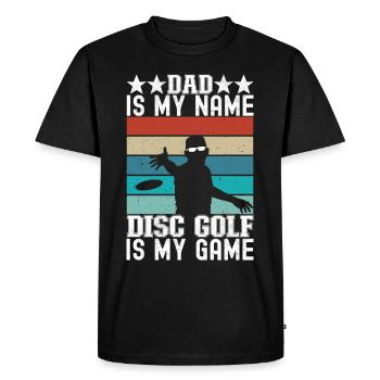 Disc Golf Disc Golfer - Men's Premium Organic T-Shirt - black - Front - Nico (187cm)