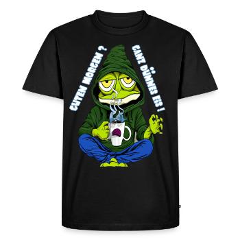 Crème glacée très fine Café de grenouille grouch du matin - T-shirt Premium bio Homme - noir - Devant - Nico (187cm)