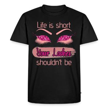 Life Is Short Your Lashes Shouldnt Be - Men's Premium Organic T-Shirt - black - Front - Nico (187cm)
