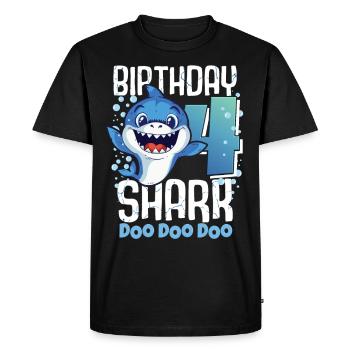 Requin d’anniversaire 4ème anniversaire Requin de 4 ans - T-shirt Premium bio Homme - noir - Devant - Nico (187cm)