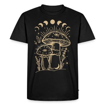 Champignons Boho & Minimalisme Goblincore Esthétique - T-shirt Premium bio Homme - noir - Devant - Nico (187cm)