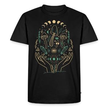 Champignons Boho & Minimalisme Goblincore Esthétique - T-shirt Premium bio Homme - noir - Devant - Nico (187cm)