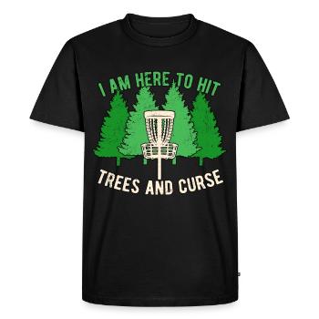 Disc Golf Discgolf ici pour frapper les arbres et maudire - T-shirt Premium bio Homme - noir - Devant - Nico (187cm)
