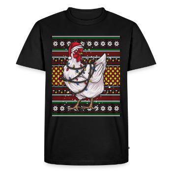 Ugly Christmas Sweater Tshirt Christmas Chicken - Men's Premium Organic T-Shirt - black - Front - Nico (187cm)