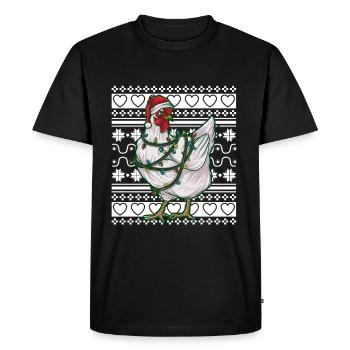 Ugly Christmas Sweater Tshirt Christmas Chicken - Men's Premium Organic T-Shirt - black - Front - Nico (187cm)