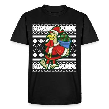 Pull de Noël moche Tshirt Canard de Noël - T-shirt Premium bio Homme - noir - Devant - Nico (187cm)