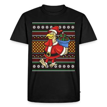 Pull de Noël moche Tshirt Canard de Noël - T-shirt Premium bio Homme - noir - Devant - Nico (187cm)
