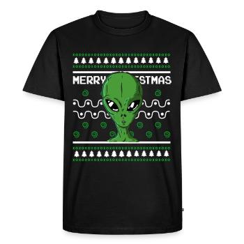 Ugly Christmas Sweater Tshirt Weihnachten Alien - Men's Premium Organic T-Shirt - black - Front - Nico (187cm)