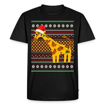 Ugly Christmas Sweater Weihnachten Giraffe - Men's Premium Organic T-Shirt - black - Front - Nico (187cm)