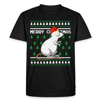 Ugly Christmas Sweater Tshirt Christmas Mouse - Men's Premium Organic T-Shirt - black - Front - Nico (187cm)