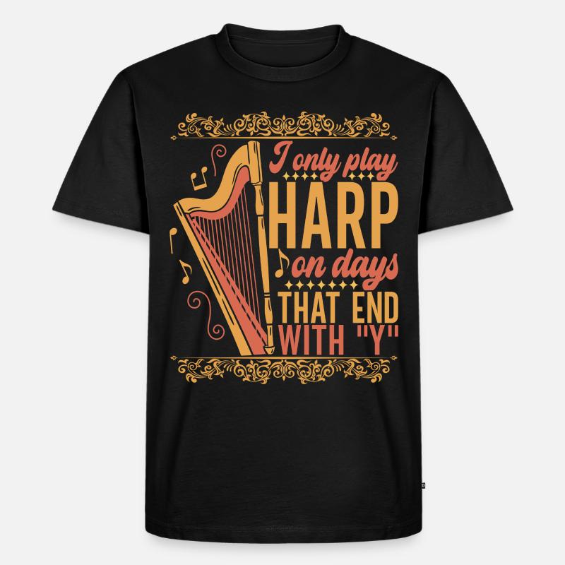 Harfe Harfenspieler - Männer Premium Bio T-Shirt - Schwarz