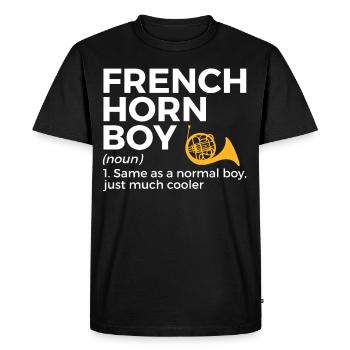 Waldhorn Musiker - Männer Premium Bio T-Shirt - Schwarz - Vorne - Nico (187cm)