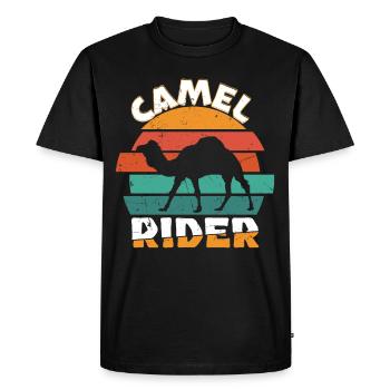 Camel Rider Vintage Distressed - Men's Premium Organic T-Shirt - black - Front - Nico (187cm)