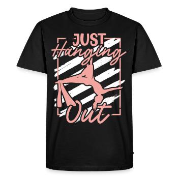Acrobate aérienne - Yoga aérien et acrobatie aérienne sur soie - T-shirt Premium bio Homme - noir - Devant - Nico (187cm)