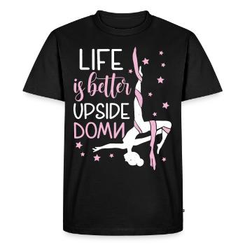 Acrobate aérienne - Yoga aérien et acrobatie aérienne sur soie - T-shirt Premium bio Homme - noir - Devant - Nico (187cm)
