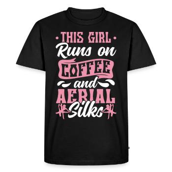 Acrobate aérienne - Yoga aérien et acrobatie aérienne sur soie - T-shirt Premium bio Homme - noir - Devant - Nico (187cm)