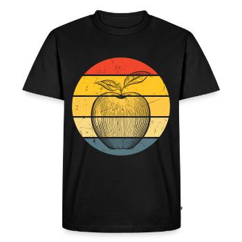 Vintage Apple Fruit Distressed - Men's Premium Organic T-Shirt - black - Front - Nico (187cm)