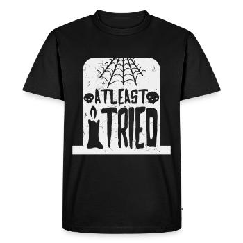 At Least I Tried Distressed - Men's Premium Organic T-Shirt - black - Front - Nico (187cm)
