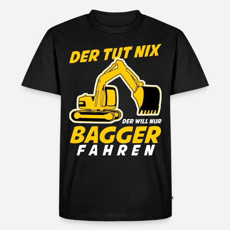 Bagger Witz Baustelle Baggerfahrer - Männer Premium Bio T-Shirt - Schwarz