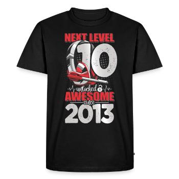 Niveau débloqué 10 ans 2013 Casque de jeu - T-shirt Premium bio Homme - noir - Devant - Nico (187cm)