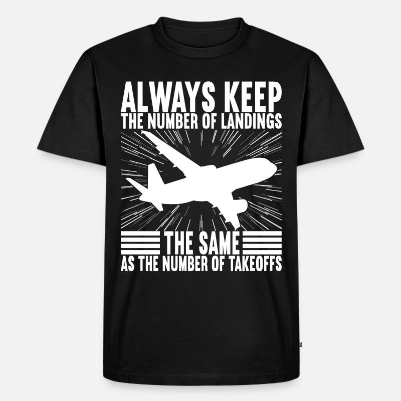 Pilot Flugzeug - Männer Premium Bio T-Shirt - Schwarz