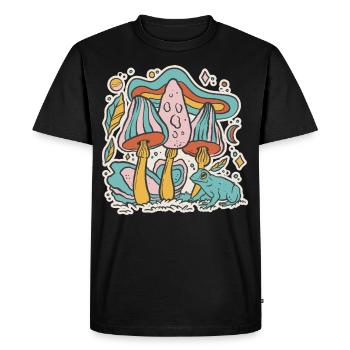 Colorful Mushrooms Cottage Core Aesthetic Goblincore - Men's Premium Organic T-Shirt - black - Front - Nico (187cm)